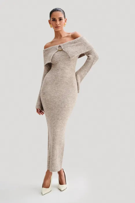 ELSENYA — Héloïse Off-Shoulder Knit Midi Dress