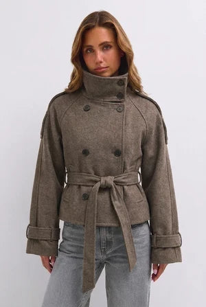 ELSENYA Adele Signature Trench in Khaki Grey - detail