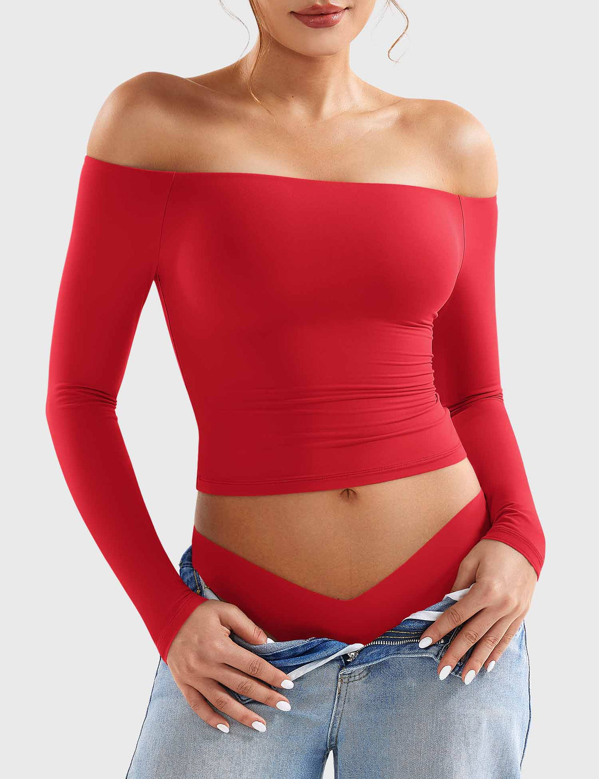 ELSENYA Alina Off-Shoulder Top in Red