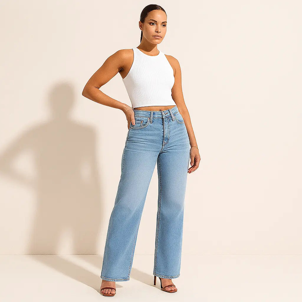 ELSENYA Elena Wide-Leg Jeans in Light Blue