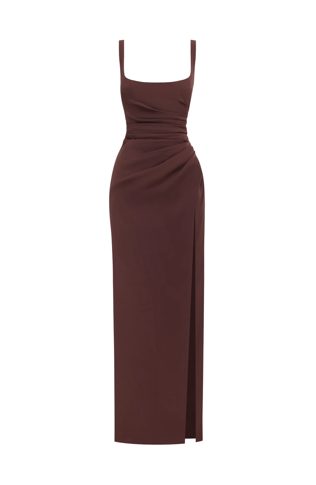 ELSENYA Amara Corset Maxi Dress in Plum Brown