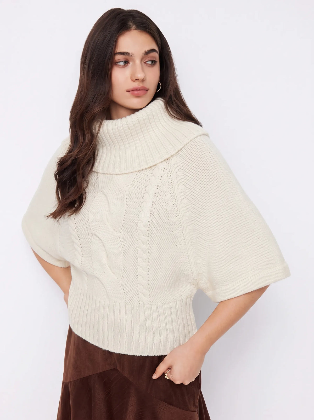 Capucine sweater in white, three-quarter view