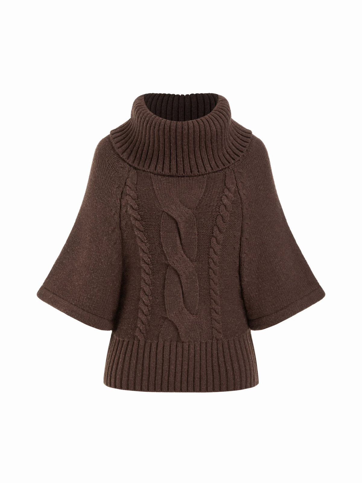 Capucine sweater in brown, flat front view