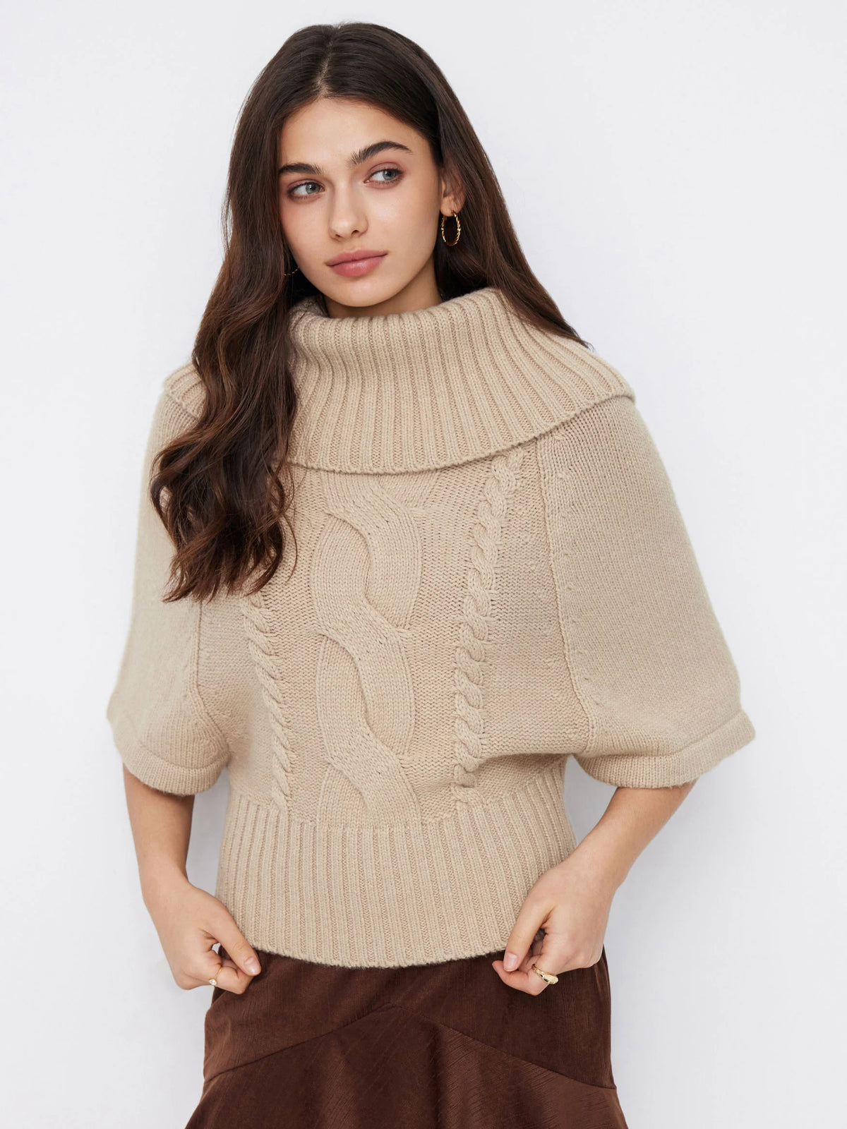 Capucine sweater in beige, worn