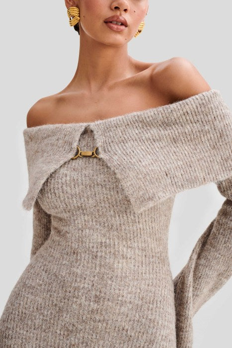ELSENYA — Héloïse Off-Shoulder Knit Midi Dress