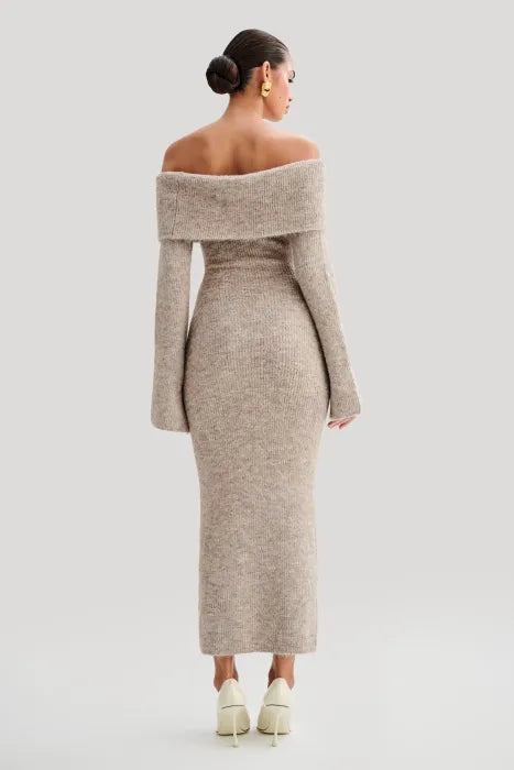 ELSENYA — Héloïse Off-Shoulder Knit Midi Dress